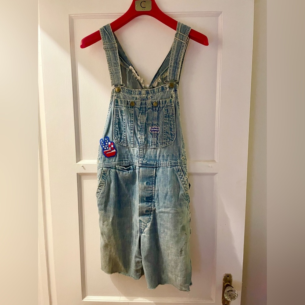 90s Big Smith Vintage Sugar Magnolia Festival Overalls with Peace Sign Patch